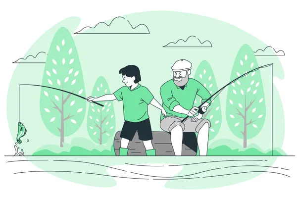 Pêcheurs en communauté - illustration